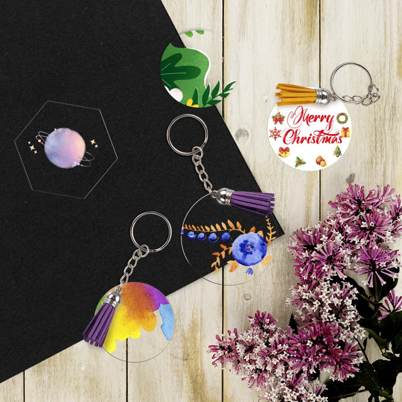 Senbota 100 Pcs Round Acrylic Keychain Blanks 2Inch Circle Acrylic Blanks with Hole Clear Acrylic Discs Circles Bulk for Keychains Ornament Painting and Vinyl Crafts Projects - Image 4